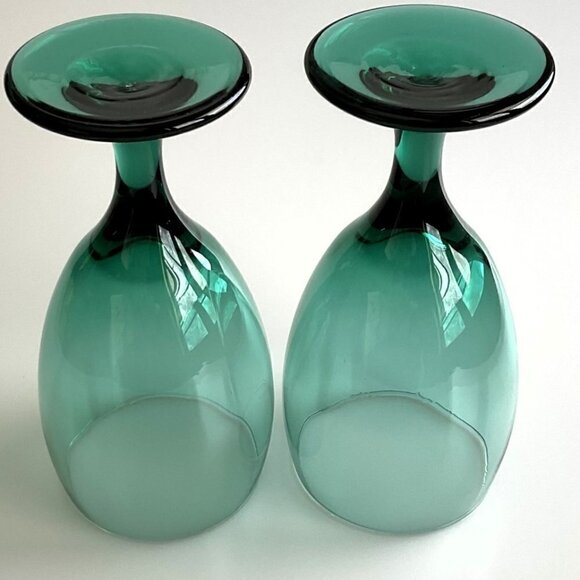 LIBBEY VINTAGE GREEN WINE GLASSES SET OF 2 - Picture 7 of 8